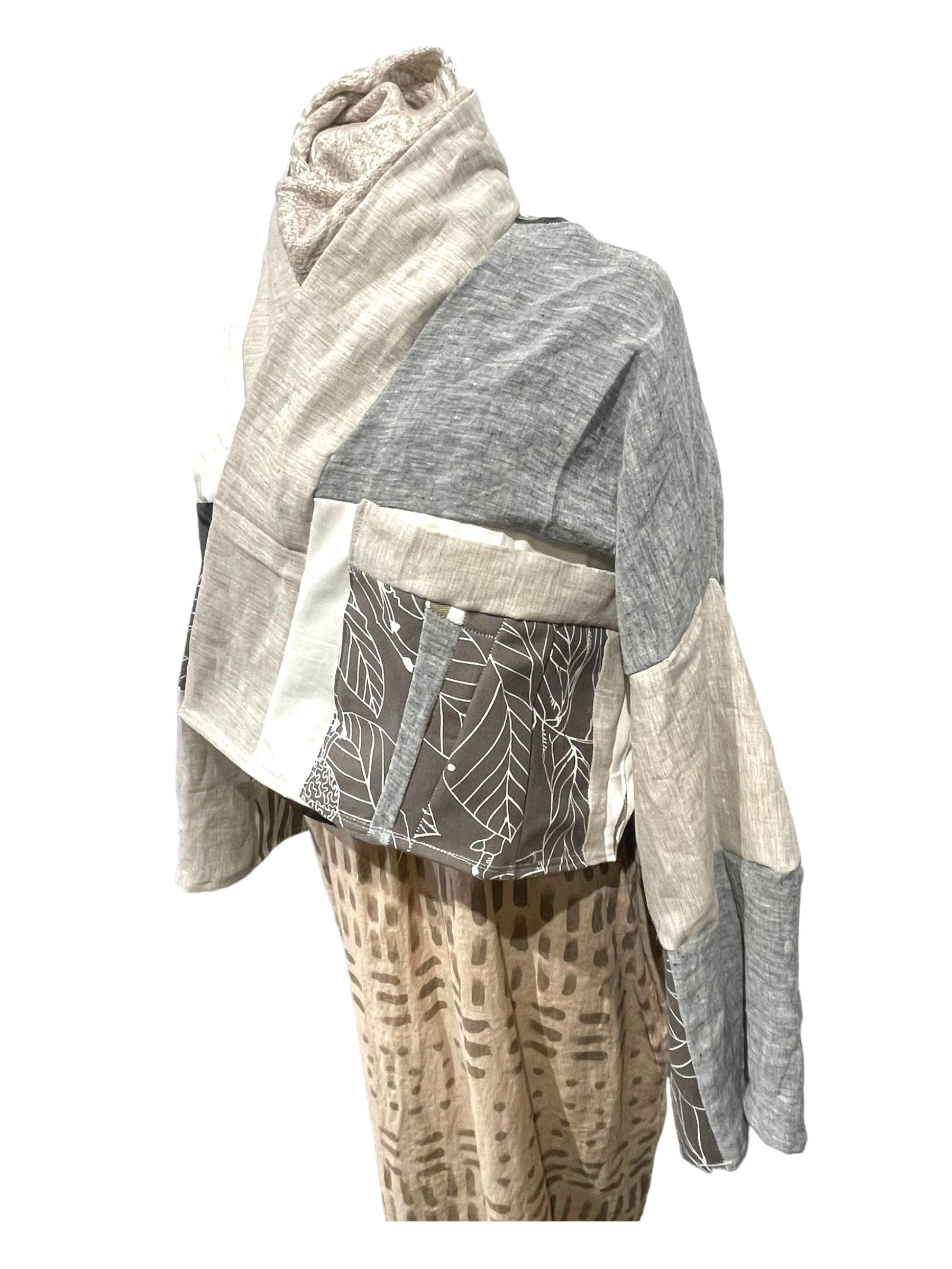 vintage textile patchwork jacket cropped at waist length