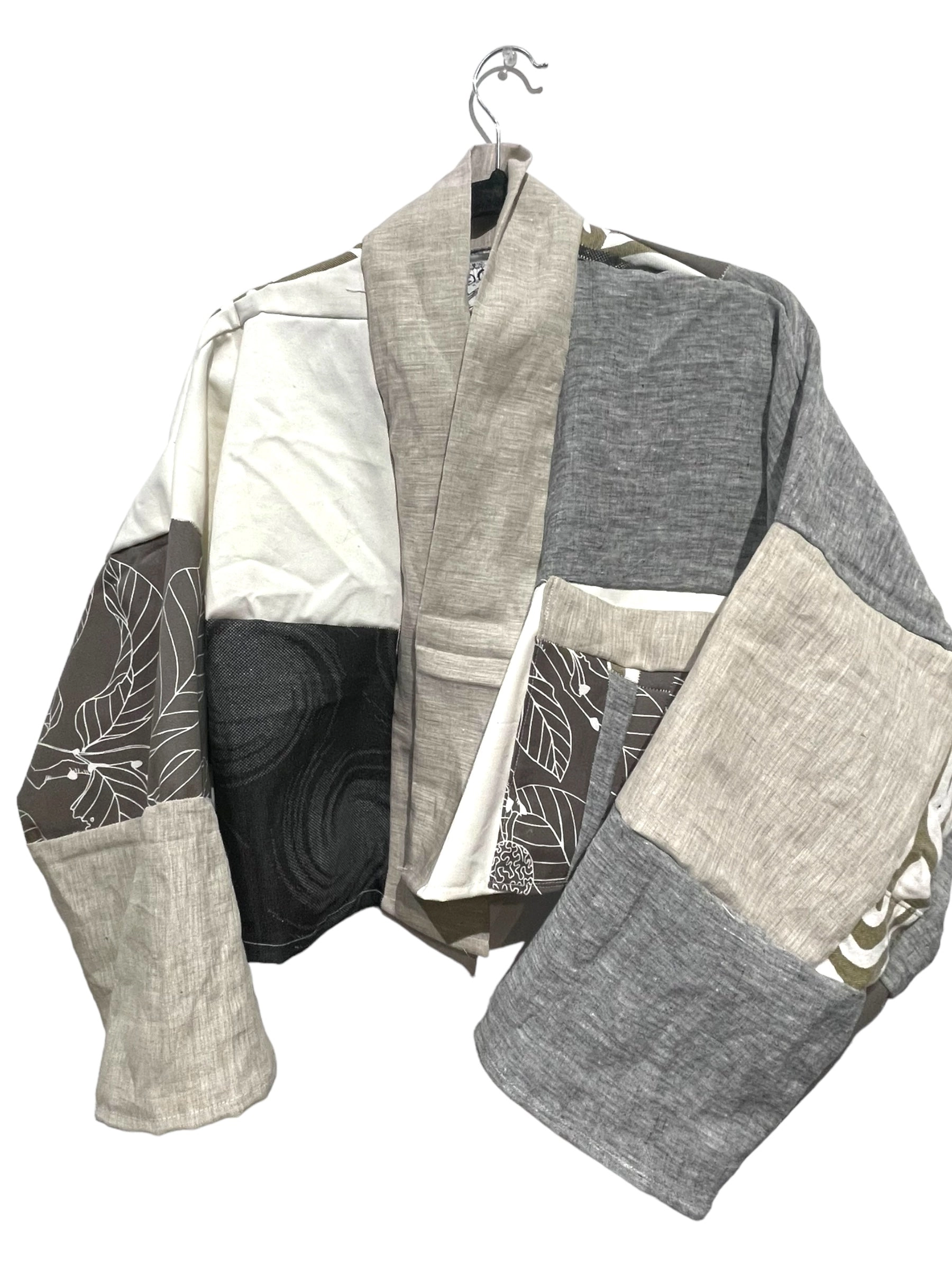 vintage textile patchwork jacket cropped at waist length