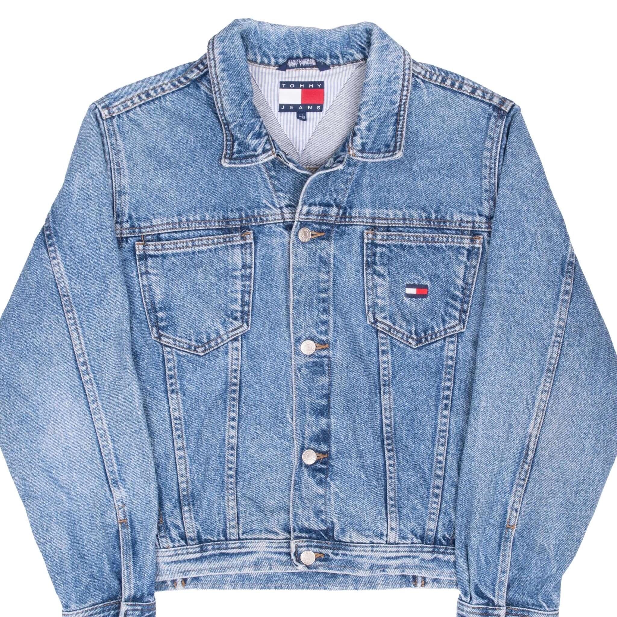 VINTAGE TOMMY HILFIGER BLUE DENIM JACKET 1990S WOMEN LARGE