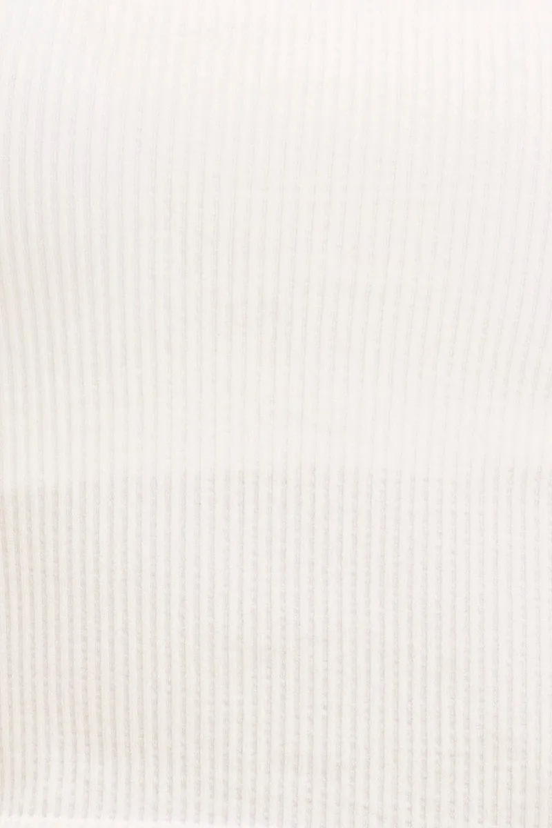 White Seamless Singlet Top Scoop Neck Rib Crop