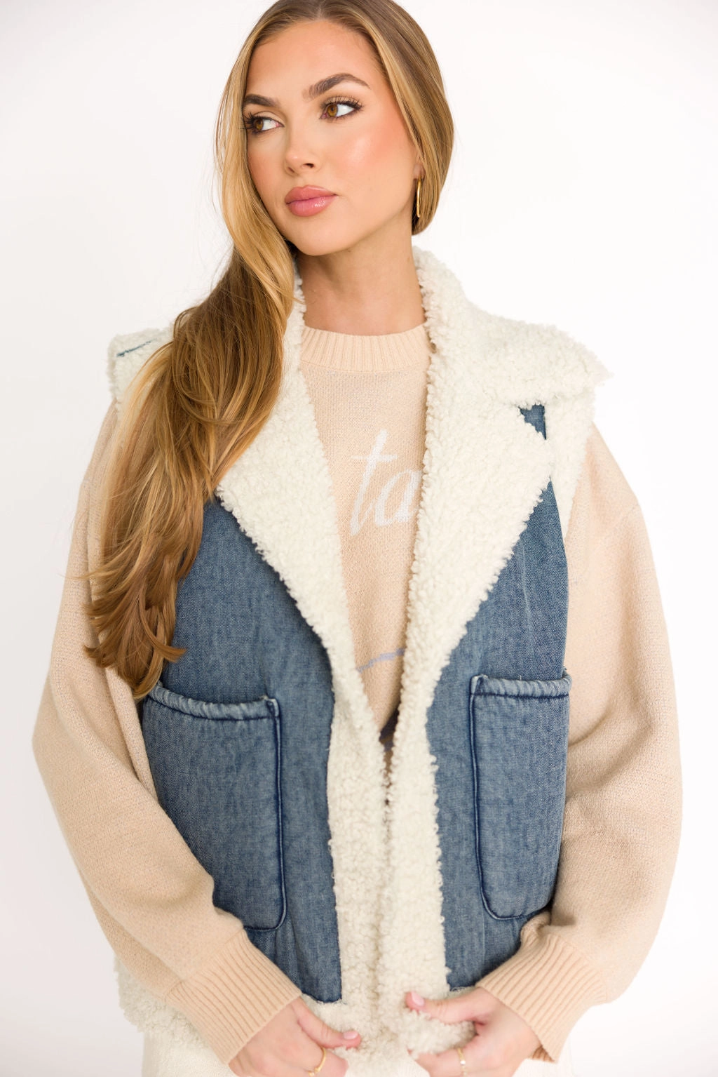 Willa Sherpa Denim Vest