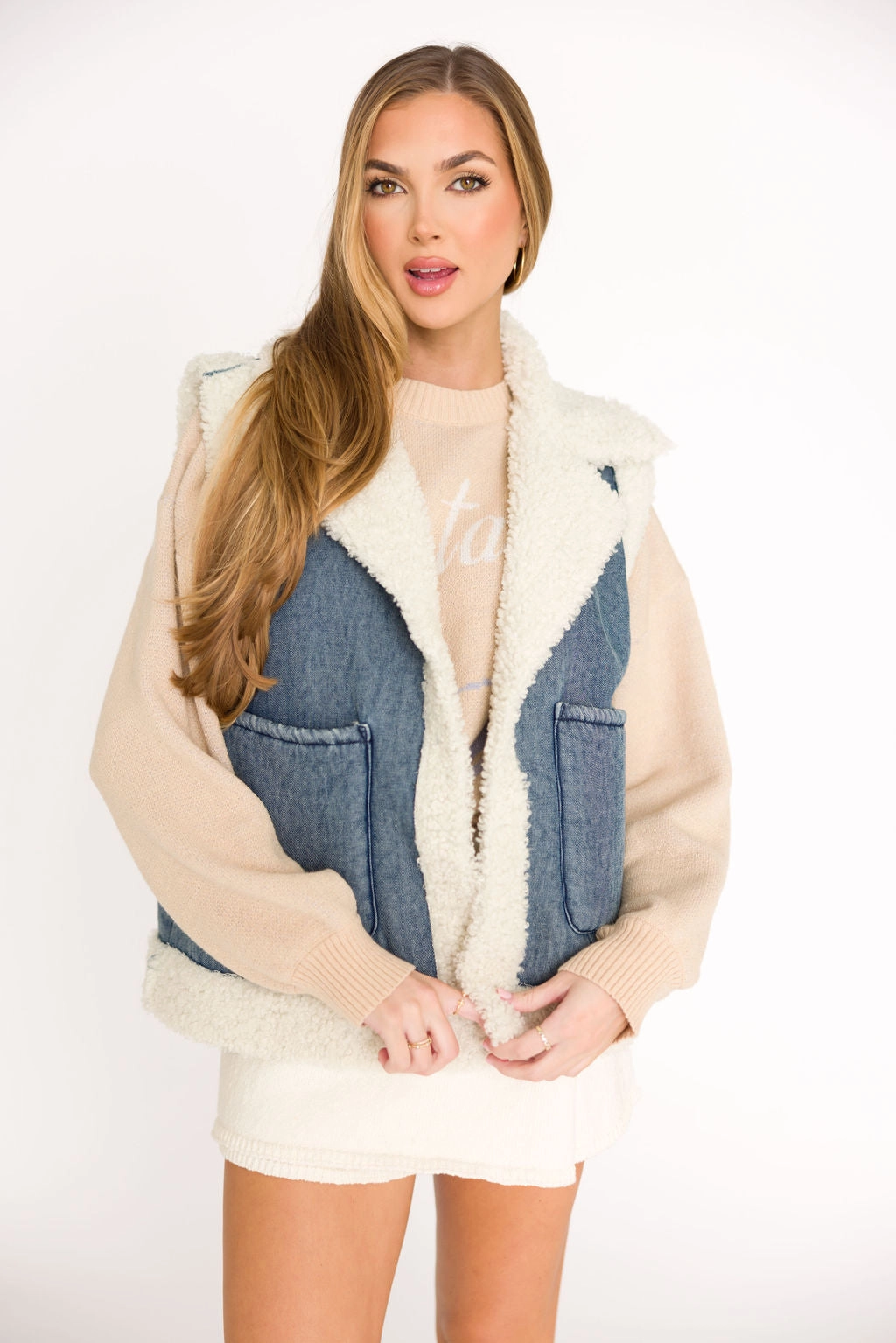 Willa Sherpa Denim Vest