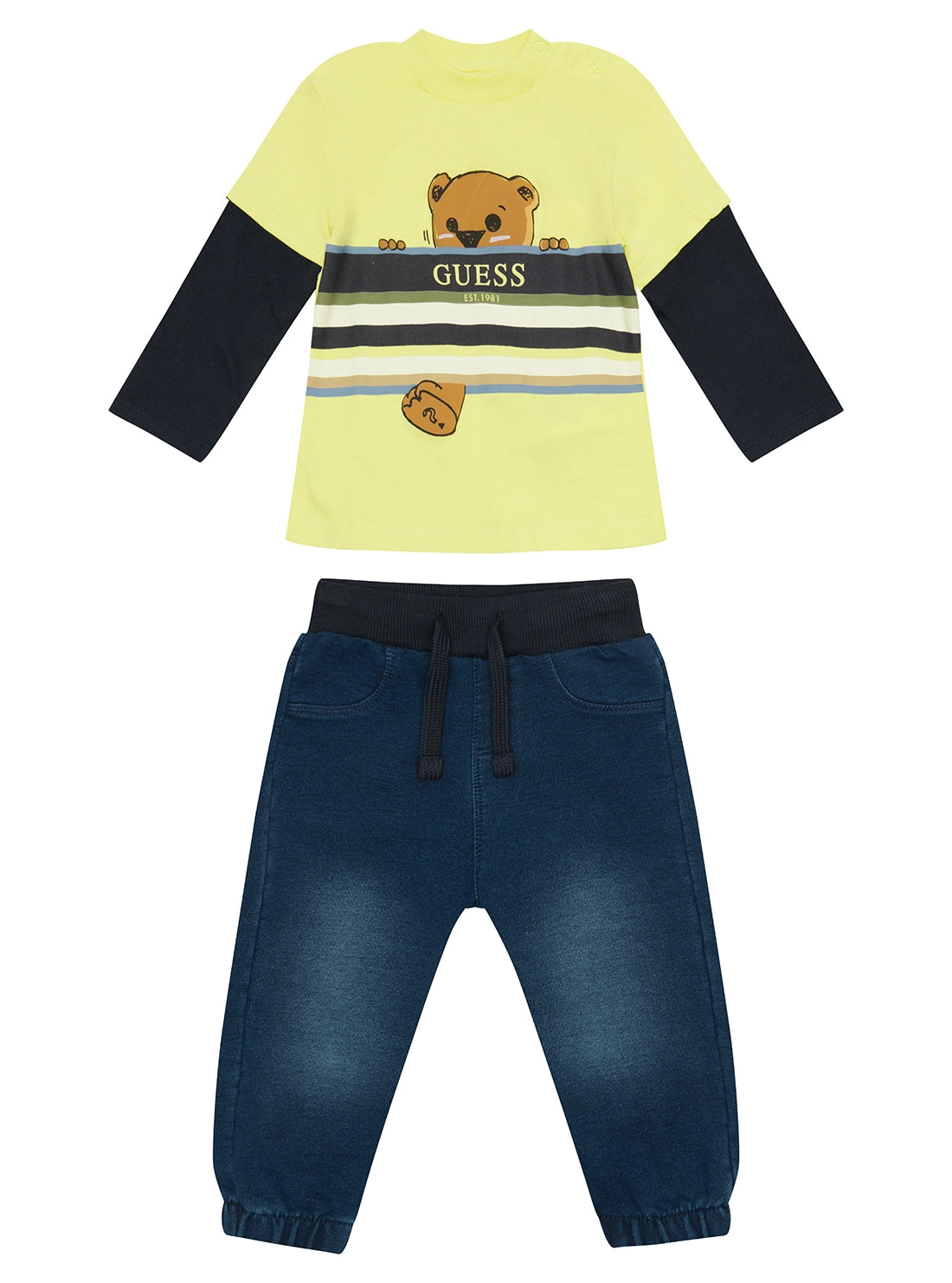 Yellow Knit & Denim Pant Set (0-12M)