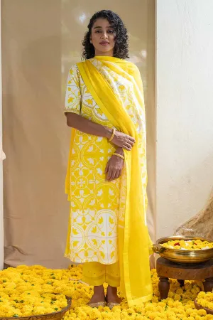Yellow Printed Citrine Kurta Set