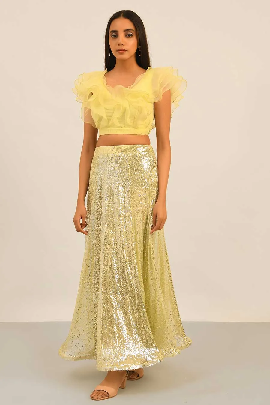 Yellow Sequinned Skirt