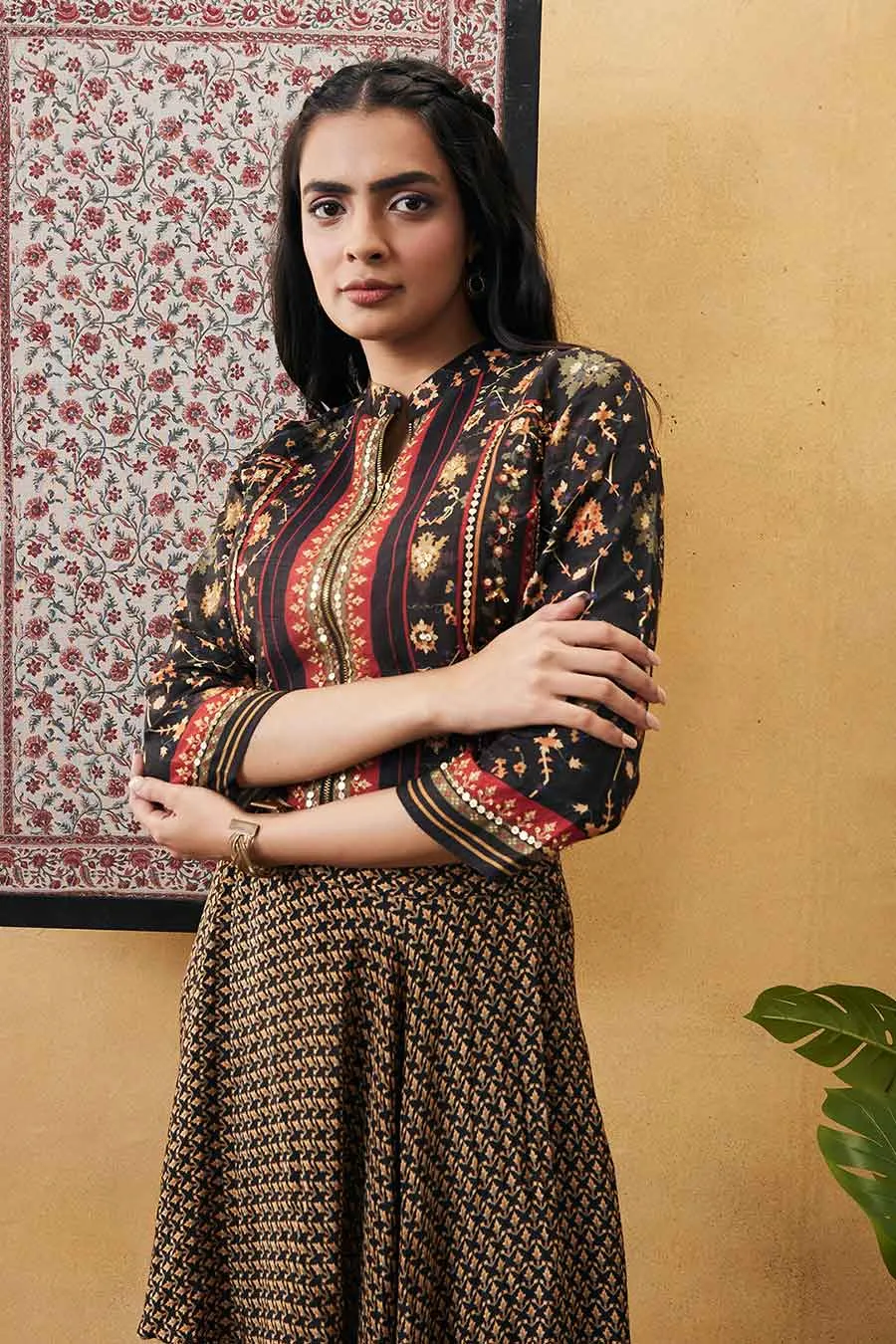 Zahra Embroidered Top With Drape Pants
