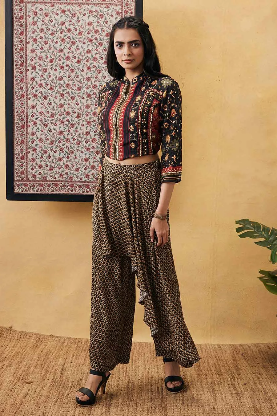 Zahra Embroidered Top With Drape Pants