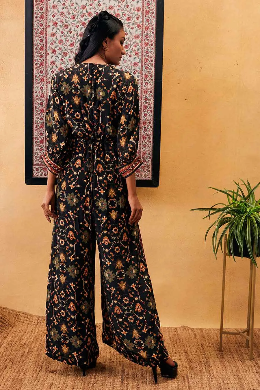 Zahra Printed Overlap Jumpsuit With Belt
